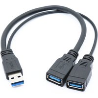 High Speed USB 3.0 A 1 Male To 2 Dual USB Female Data Hub Power Adapter Y Splitter USB Charging Power Cable Cord Extension Cable