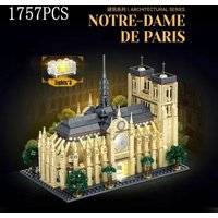 1757PCS Notre Dame De Paris Modular Buildings with Light MOC Architecture Splicing Assembly Building Blocks Brick Puzzle Toys