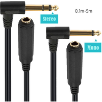 Dual channel Guitar Extension Cord Mono 6.35 TRS Male to 6.35mm Elbow TRS Female Audio Cable for Amplifiers Guitars Pianos Home