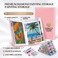 Pink A3 30 Pages Diamond Painting Photo Album Storage Book Portfolio Presentation Clear Pockets Large Folder Stationery