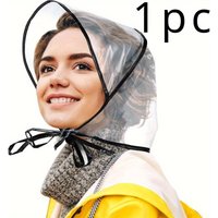 1pc Transparent Plastic Bonnet for Women, Foldable,Portable, Hand Washable,Travel Friendly Design for Outdoor Use.