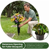 Cemetery Vase with Spikes Plastic Floral Vase Holder for Gravestone Grave Yard Ground Outdoor Flower Marker Decorations