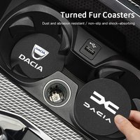 2Pcs Car Coaster Suede Mat Water Cup Anti-slip Pad Auto Interior For Dacia Duster Sandero Bigster Dokker Jogger Logan Stepway