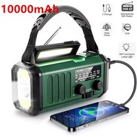 Notfall-Wetterradio 10000mAh Solar- und Handkurbel-Betrieb, Tragbares AM/FM/NOAA-Radio mit Taschenlampe & Leselampe, SOS für Zuhause und Outdoor