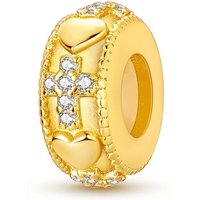 925 Sterling Silver Golden Charm Cross Rubber Stopper Silicone Positioning Bead fit Original Bracelet Diy For Woman Jewelry