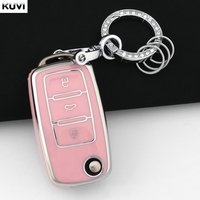 Pink TPU Car Key Case Cover For VW Volkswagen Polo Tiguan Passat B5 B6 B7 Golf 4 5 6 MK6 Jetta Lavida For Skoda Octavia Keychain