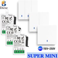 Bezprzewodowy inteligentny włącznik światła RF433MHz z panelem ściennym 86, pilotem zdalnego sterowania, mini odbiornikiem przekaźnikowym AC110V 220V do domowych świateł LED i wentylatorów.