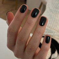 24Pcs Solid Color Press on Nails Short Square Round Fake Nail Glossy Dark Nail Art Wearable Detachable Spring False Nails
