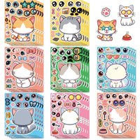 8Sheets Cat Face Changing Stickers, Educational Early Learning Puzzle Stickers for DIY Montessori Toy LanLanStickersWorld Store
