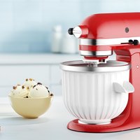 Gvode 2 Quart Ice Cream Sorbet and Gelato Maker Attachment for KitchenAid 4.5Qt and Larger Stand Mixers White