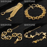 18k Gold Mesh Chain Butterfly Heart Circular Chain Bracelet Engagement Party Gift Men Quality Beautiful Jewelry Accessories