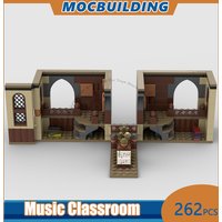 MOC Building Blocks Music Classroom Model DIY Assemble Bricks Collection Display Architecture Educational Toys Gifts 262PCS