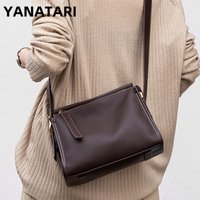 YANATARI Vintage messenger bag cowhide leather bag Soft Leather Large Capacity minimalist Crossbody bag women female luxury bag