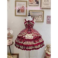 Victorian Gothic Lolita Jsk Dress Women Luxury Elegant Lace Ruffles Bow Wedding Dress Japanese Vintage Princess Party Dresses
