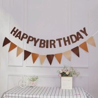 Coffee Brown Triangle Bunting Birthday Party Banner Happy Birthday Letter Non-woven Fabric Bunting Festive Party Garland