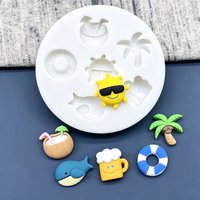 Sunshine Beer Whale Coconut Tree Ocean Silicone Sugarcraft Mold Chocolate Cupcake Baking Mould Fondant Cake Decorating Tools