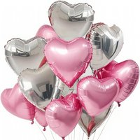 12Pcs Heart Shape Foil Balloons Red Cream Beige Love Heart Foil Balloons for Valentines Day Wedding Brithday Party Decor