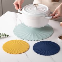 1pcs Minimalist Cute Floral Silicone Pot Holders, 3 Sizes: 7in, 9.4in, 11.81in, Heat Resistant Silicone Pad, Kitchen Decor Place