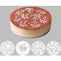 4Pieces/lot Cake Stencils Latte Art Birthday Printing Mold Decorating Wedding Cooking Party Kitchen Pastry Tools Accessories