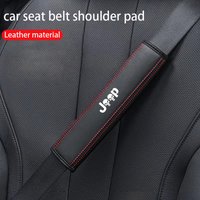2pcs Nappa leather car seat belt shoulder cover seat belt protector for Jeep Grand Cherokee Wrangler 4xe Rubicon Commander J12