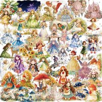 50/100PCS Fairy Tale Princess Transparent PET Decorative Stickers Set DIY Laptop Water Cup Decorative Stickers