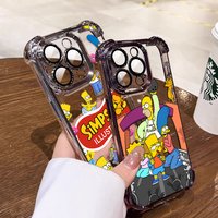 Funny Cartoon The Simpsons Phone Case For iPhone 16 15 14 13 12 11 Pro Max X XR XSMax 7 8 Plus Shockproof Clear Armor Cover