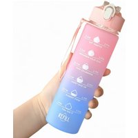 Gradient Color Frosted Water Cup, Fitness Motivational Water Bottle, Straw Cup, Portable Plastic Cup with Handle for Men and Women, Can Be Used Multiple Times for Drinking and with a Straw, Fitness