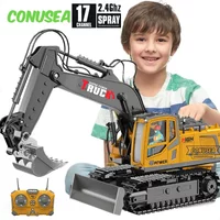 12/15/17CH Rc Excavator Alloy Truck Toy Kids 2.4G Radio Controlled Car Engineering Electric Vehicle Machine Christmas Gifts Boys