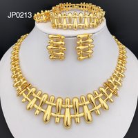 GZJPEI Women Necklace Earrings Bracelet Ring Jewelry Set Luxury Design Dubai 18K Gold Plated Wedding Party Jewellwey Gift