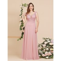 BABYONLINE Maxi Dusty Rose Bridesmaid Dresses Chic and Elegant Sleeveless Lace A Line Long Evening Gowns For Women Party Wedding