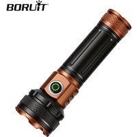 BORUiT Ultra Bright LED Flashlight 1500LM Type-C Rechargeable Aluminium Alloy Torch 5 Modes Handheld Flashlight With Magnetic