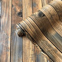 3D Dark Wood Grain Self-Adhesive Wallpaper,Retro Industrial Style, Easy DIY Installation,Waterproof PVC Wall Sticker for Kitchen