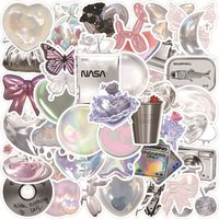 60PCS Ins Style Cool Silver Pink Simple Art Graffiti Stickers For Skateboard Guitar Notebook Decal BulingBulingStickers Store