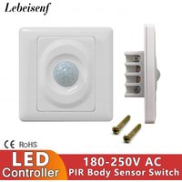 AC220V PIR Human Motion Sensor Switch 86mm Wall Embedded Infrared Detector Adjustable Delay Light Switch For Indoor Lights