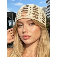 Fashion Crochet Hat Women's Summer Hollow Beanie Handmade Breathable Knitted Hat Mesh Hat Y2K Headwear Summer Hat Skull Hat