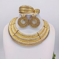 Dubai Nigeria 18K Gold Plated Jewelry Set For Women Luxury Design Party Jewelry Necklace Earrings Bracelet And Ring