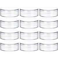 12Pcs Clear Round Candy Boxes Lid Small Transparent Storage Containers 8cm Wedding Favor Jewelry Beads Organizer