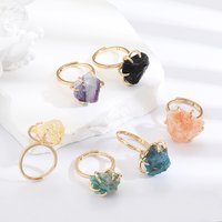 Healing Crystals Irregular Stone Rings Open Rings natural Stone Ring for Women Girl Vintage Geometry Rings Jewelry Accessories