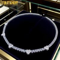 2025 New Iced Out Bling Heart Pendant Necklace Silver Color AAA Zircon 5mm Tennis Chain Charm Women Men Hip Hop Fashion Jewelry