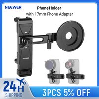 NEEWER Phone Holder with 17mm Phone Adapter & 17–37/58mm Filter Ring, Universal Adjustable Phone Tripod Mount