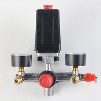 90-120PSI Air Compressor Pressure Valve Kit Dual Pressure Gauges Vertical Switch Air Compressor Control Switch Quick Adjustment
