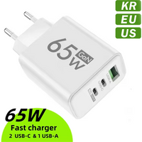GAN Fast Charging Total 65W USB EU/US/KR Plug PD Fast charging head is suitable for Xiaomi Huawei Samsung mobile phone charger