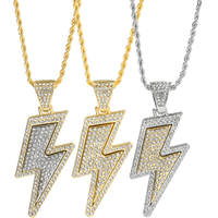 Hip Hop High-end Shining Lightning Rhinestone Pendant Necklace Women’s Fashion Party Jewelry Gift