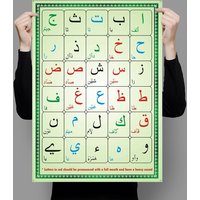 Arabic Alphabets Numerals Canvas Poster Prints Nursery Kids Room Wall Art Decor Arabic Islamic Wall Art Painting for Home De