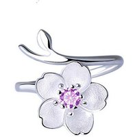 Popular New Fashion Temperament 925 Sterling Silver Jewelry Rings Personality Crystal Flowers Female Rings R274