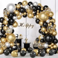 123Pcs Black Gold Balloon Garland Arch Kit Confetti Latex Balloon Happy 30/40/50th Birthday Party Decoration Graduation Party