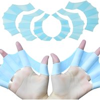 3Sizes Available Blue Silicone Swimming Hand Webbed Gloves Freestyle Finger Flippers Auxiliary Training Equipment Swimming Aids