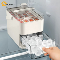 28/56-Cube Ice Maker With Easy Press Cap - Double Layer, Press Portable Design, Household Ice Storage Ice Box