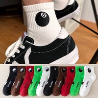 Vintage Billiard Black Eight Pattern Socks Fashion Streetwear Harajuku Cotton Socks Unisex Daily Casual Sports Mid Calf Socks