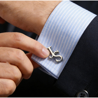 Fashionable personalized customized stainless steel cufflinks with the first letter as the groom's exclusive wedding gift